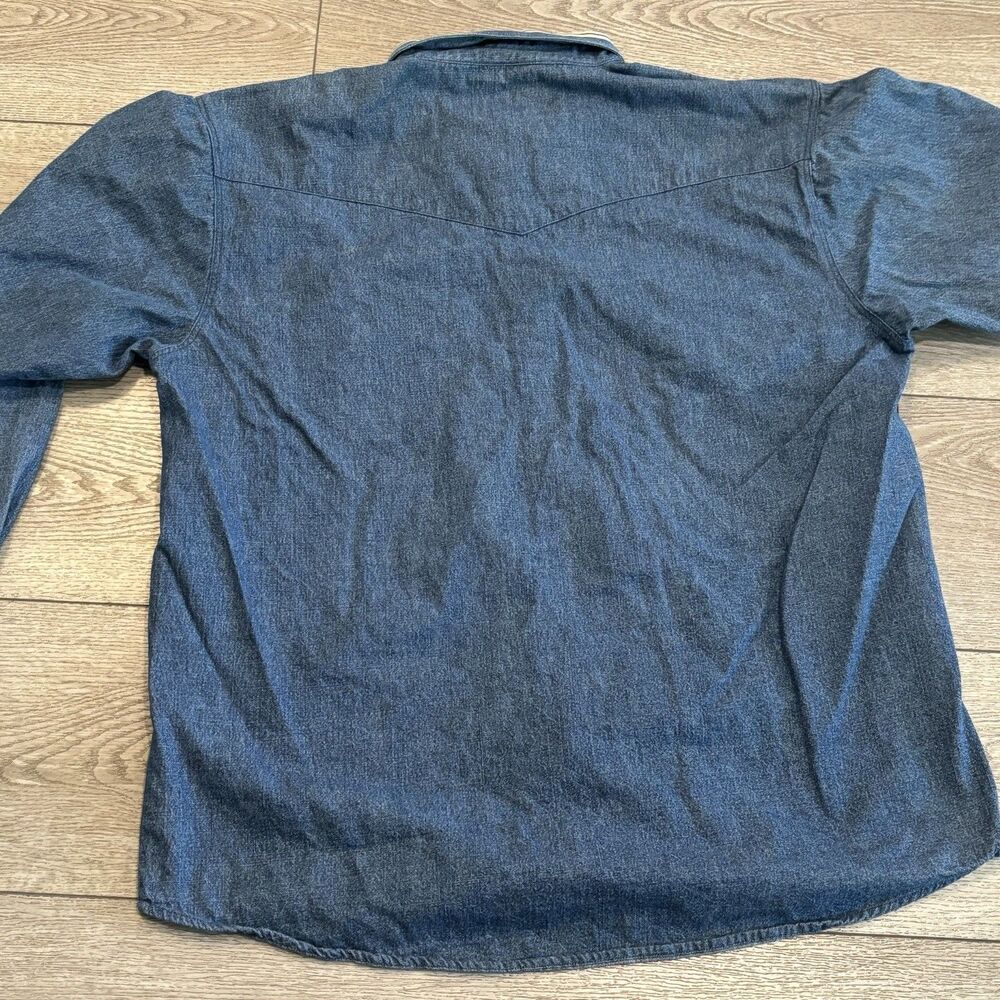 Wrangler Denim Button Down Shirt Mens XL Long Sleeve Workwear Western Vintage - Picture 7 of 7